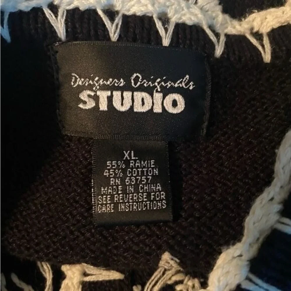 Vintage Women's Embroidered Cardigan Sweater XL Ski Snow Graphic Ramie Snow - Picture 7 of 9